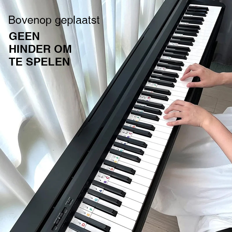 Afneembare notenlabels van siliconen voor piano's en keyboards met 88 toetsen.
