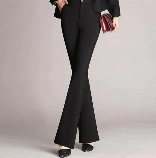 Slanke Uitlopende High Waist Broek – Mila