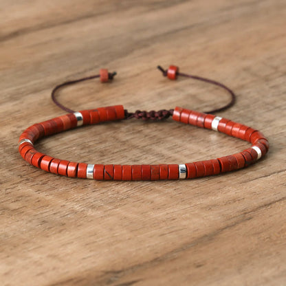 Gevlochten Armband met 2,4 mm Natuurlijke Steen Rollers - Seraphina