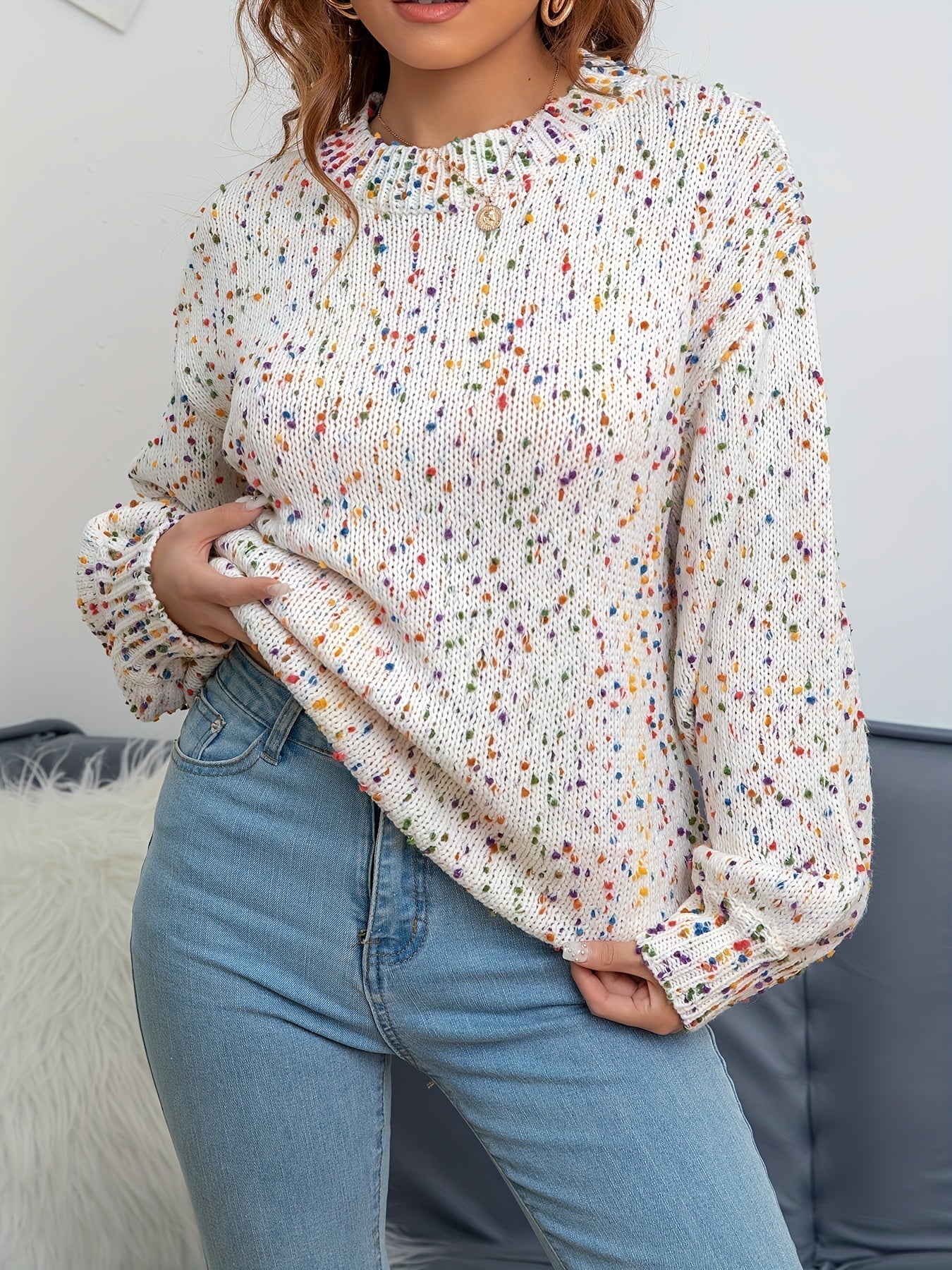 Gebreide Damestrui Met Confetti-Print – Noa