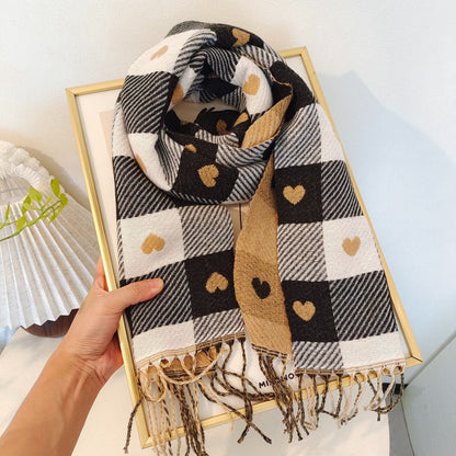 Geruite Dames sjaal van polyester voor de herfst & winter – Aurelie