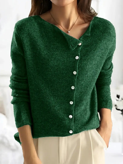 Effen Asymmetrisch Vest met Knoopsluiting - Sienna