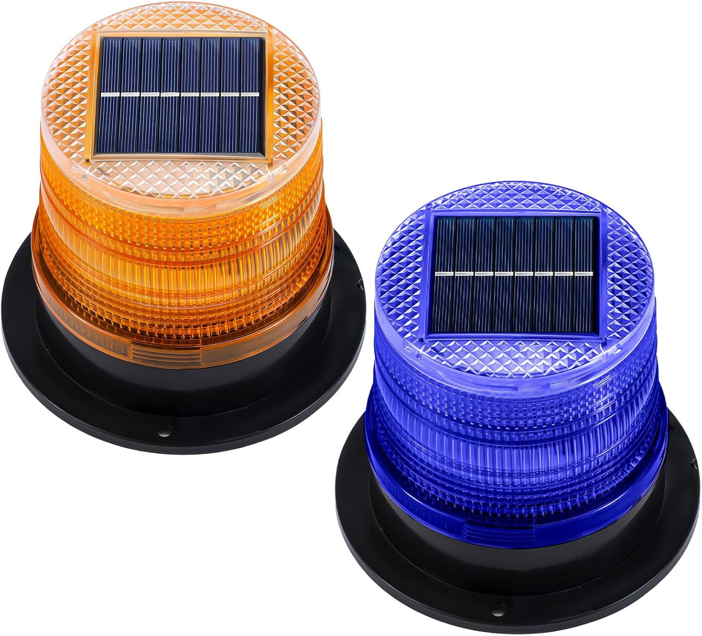 Zonne-energie Amber & Blauwe Magnetische Stroboscooplampen Set – Liora