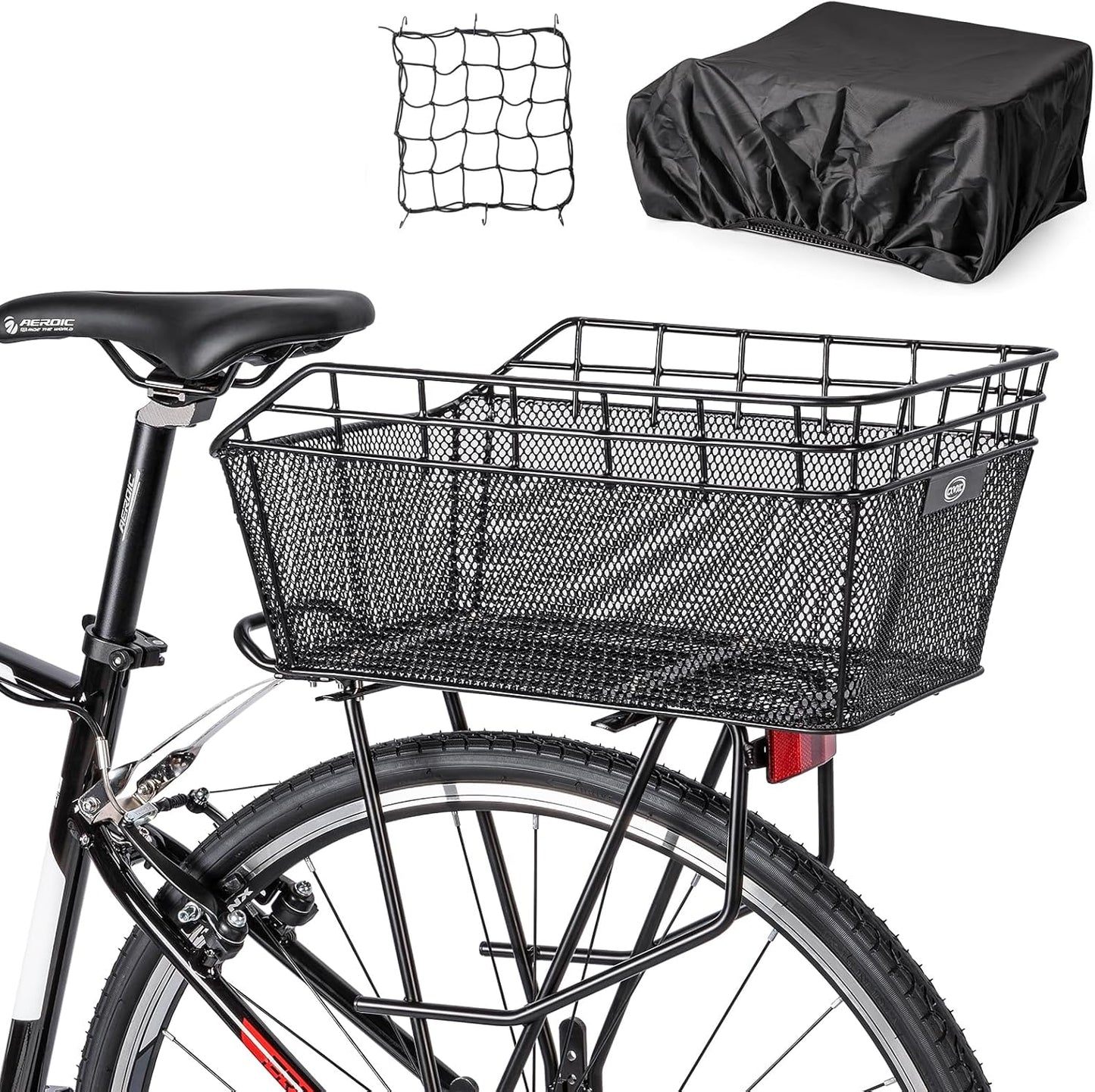 Grote Achterfietsmand met Cargo Net & Waterdichte Dekking – Orvian