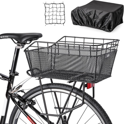 Grote Achterfietsmand met Cargo Net & Waterdichte Dekking – Orvian