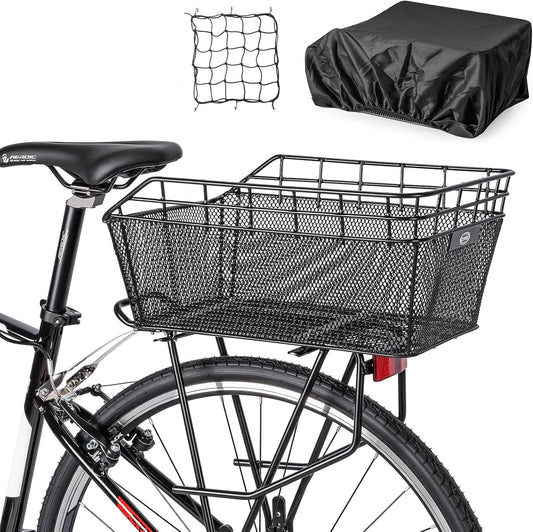 Grote Achterfietsmand met Cargo Net & Waterdichte Dekking – Orvian