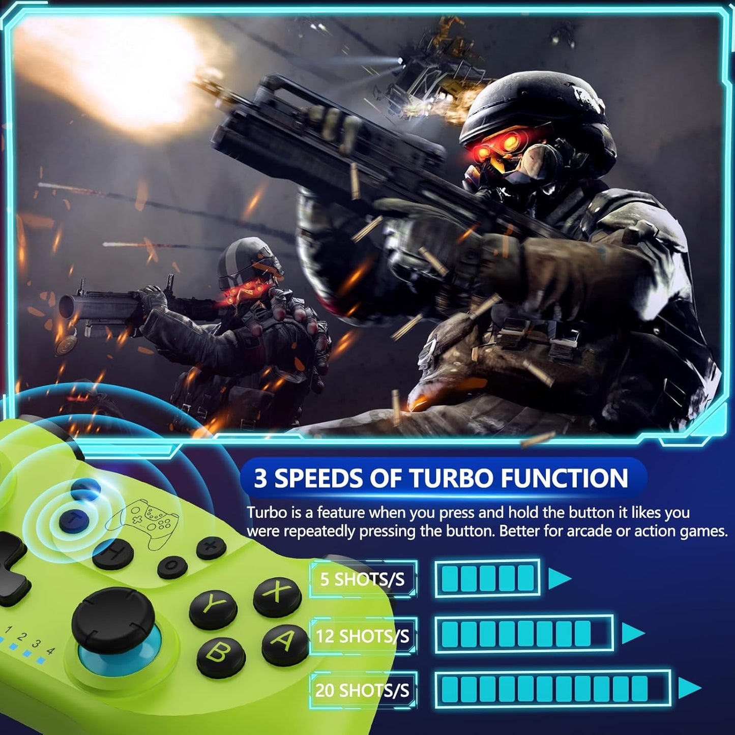 Draadloze Switch-controller met Hall Effect Joysticks en Turbo-functie – Nexora