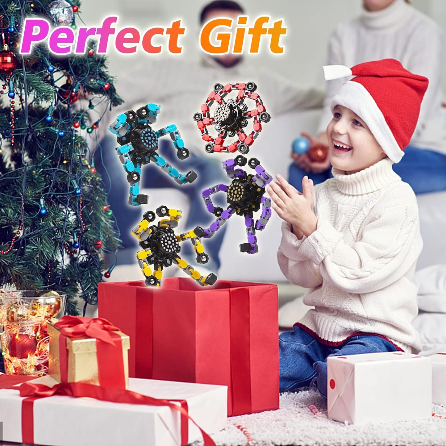 Vormbare anti-stress fidgetspinner voor kinderen en volwassenen – set van 4