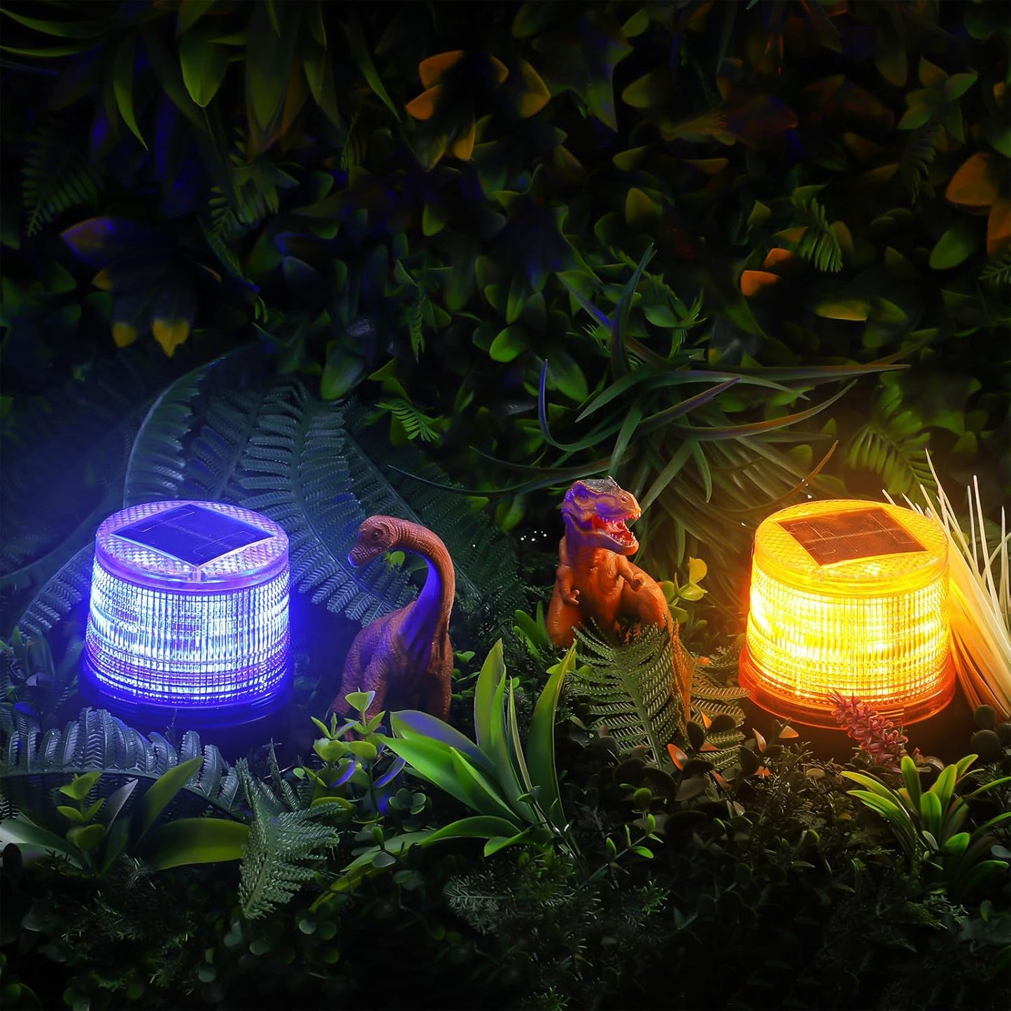 Zonne-energie Amber & Blauwe Magnetische Stroboscooplampen Set – Liora