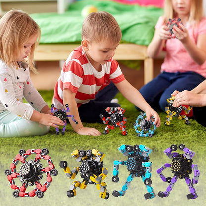 Vormbare anti-stress fidgetspinner voor kinderen en volwassenen – set van 4