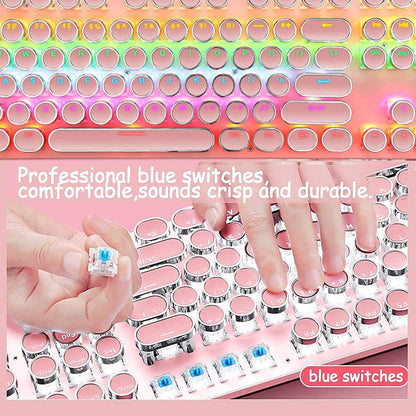 Mechanisch 87-toetsen gamingtoetsenbord met RGB-achtergrondverlichting en blauwe schakelaars