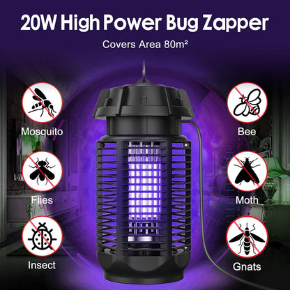 Elektrische Vliegenvanger met 20W UV-licht en 4200V Rooster, IPX4 Waterdicht – Zeytra