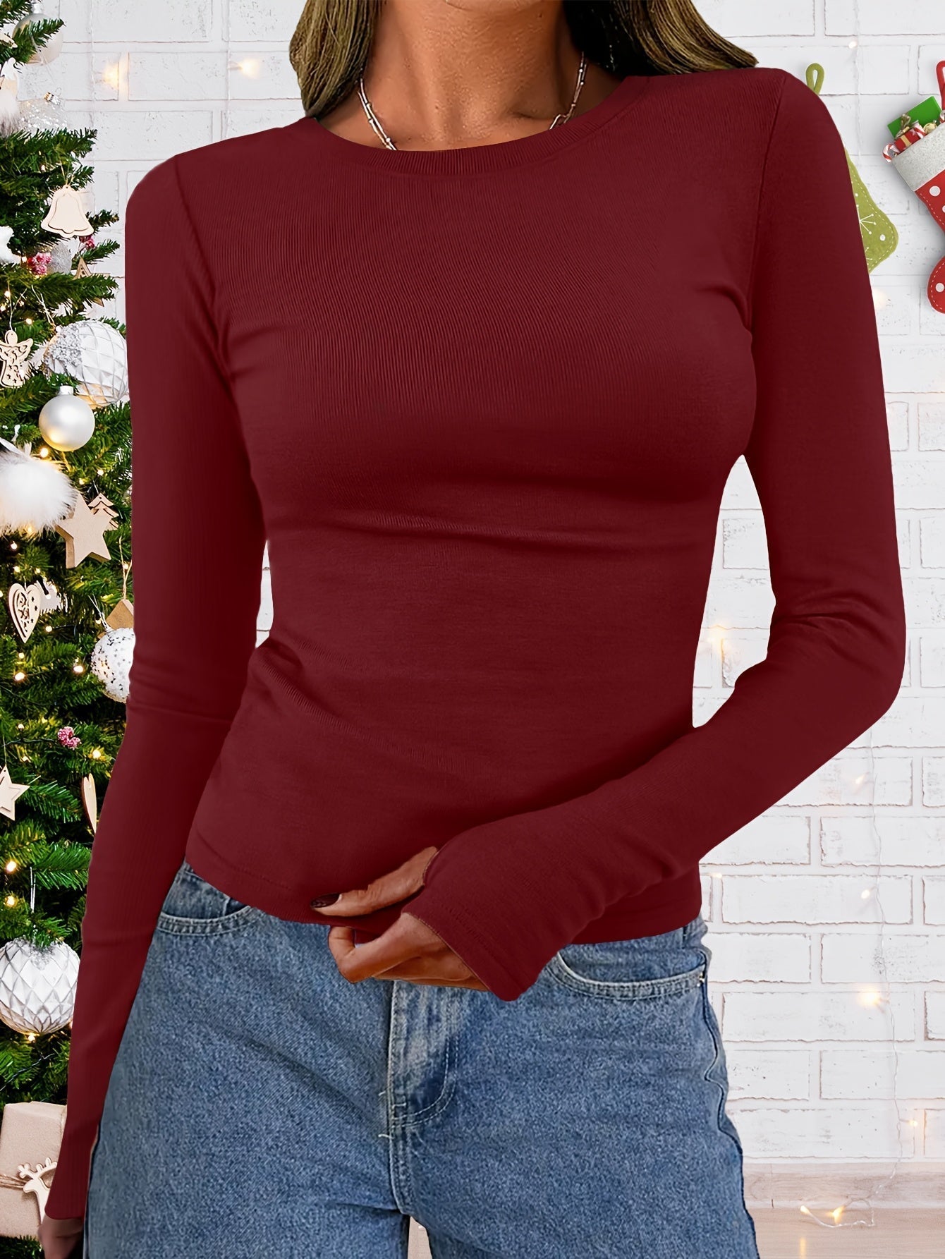 Dames Top met Lange Mouwen en Ronde Halslijn voor Herfst & Winter – Vivienne