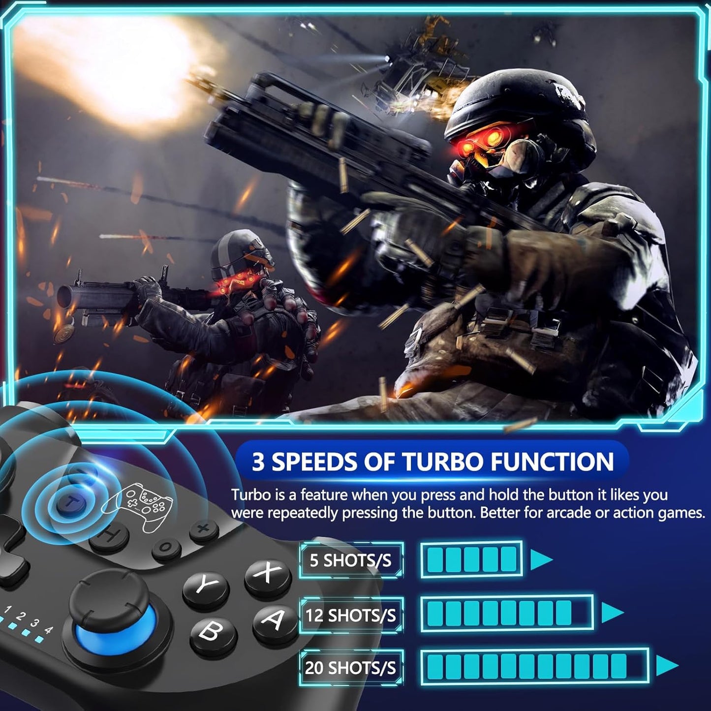 Draadloze Switch-controller met Hall Effect Joysticks en Turbo-functie – Nexora