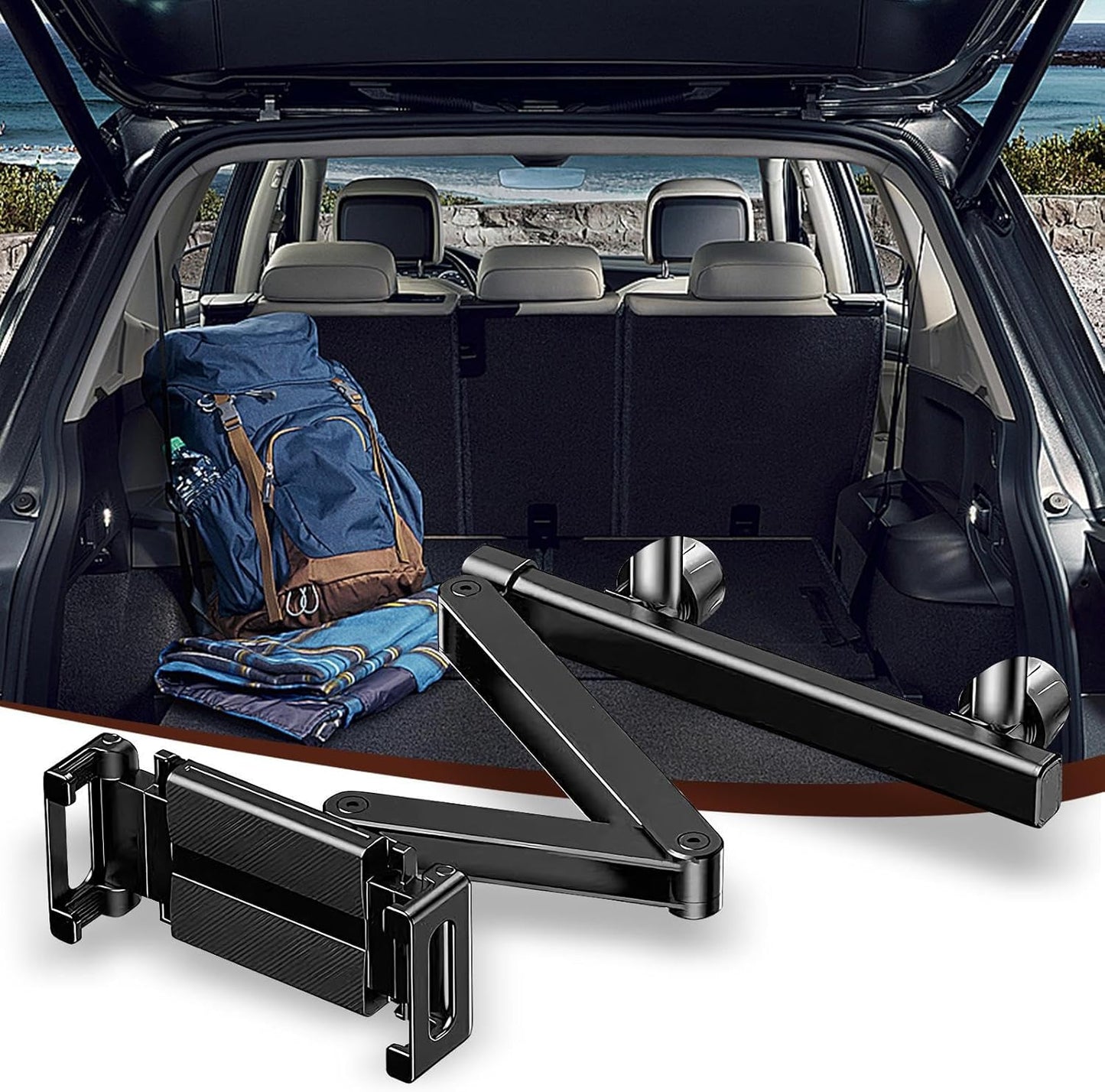 Autokussensteun Tablet Houder – Verstelbare 360° Achterbank Telefoon & Tablet Steun – Movira