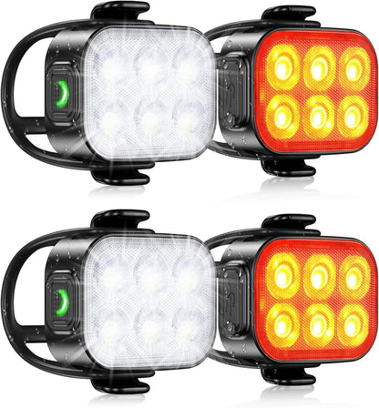 Ultra Slank USB Oplaadbare Fietsverlichting Set met 4+6 Modi – SlimBeam