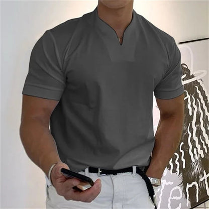 Ademend heren fitnessshirt met V-hals - Timo