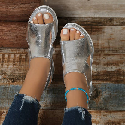 Stijlvolle dames orthopedische sandalen met sleehak en franjes – Tilda