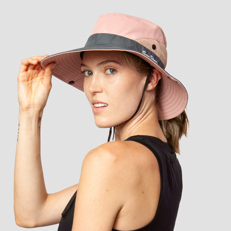 Ademend UV-bescherming dames zonnehoed opvouwbaar met paardenstaartopening – Liane (Koop 1, Krijg 1 GRATIS)