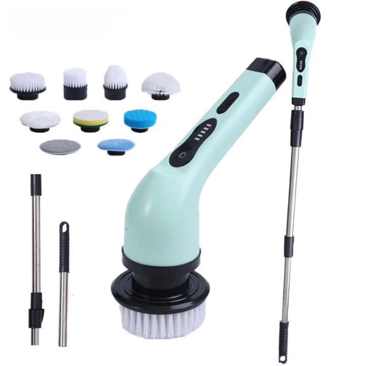 9-in-1 Electric Spin Cleaning Brush with LED Display – 1+1 FREE-White 3 heads-State of Style