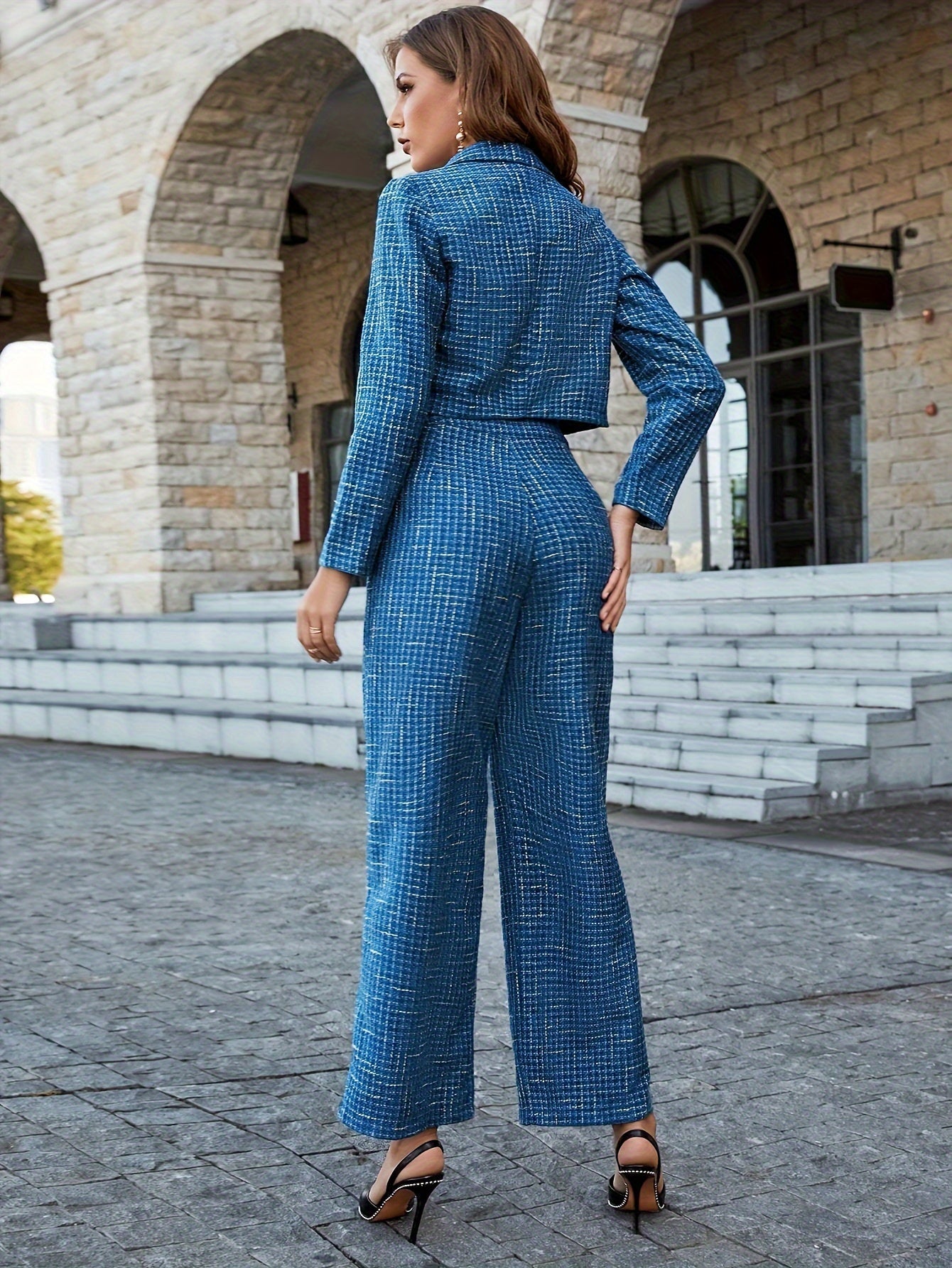 Gingham Tweed Pak met Hoge Taille - Camille