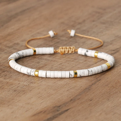 Gevlochten Armband met 2,4 mm Natuurlijke Steen Rollers - Seraphina