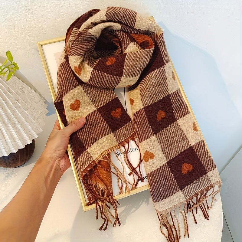 Geruite Dames sjaal van polyester voor de herfst & winter – Aurelie
