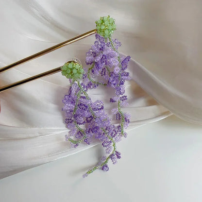 Wisteria Kwast Oorbellen met Bos Thema - Aurelia