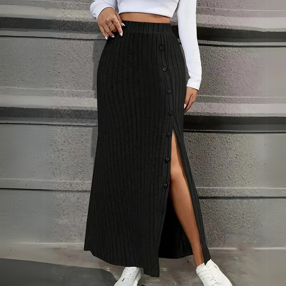Geribbelde Maxi Rok – Selina