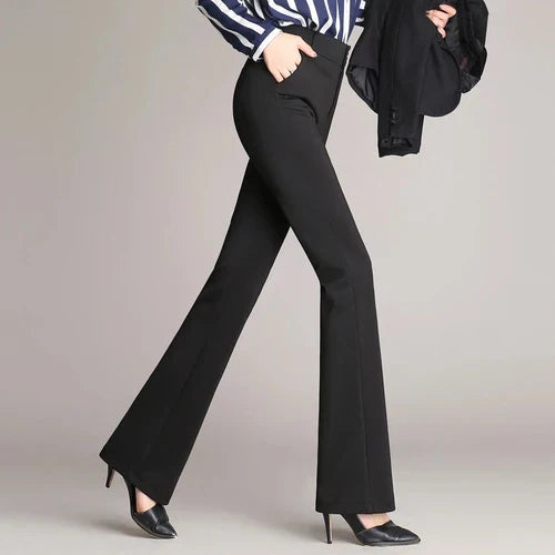 Slanke Uitlopende High Waist Broek – Mila