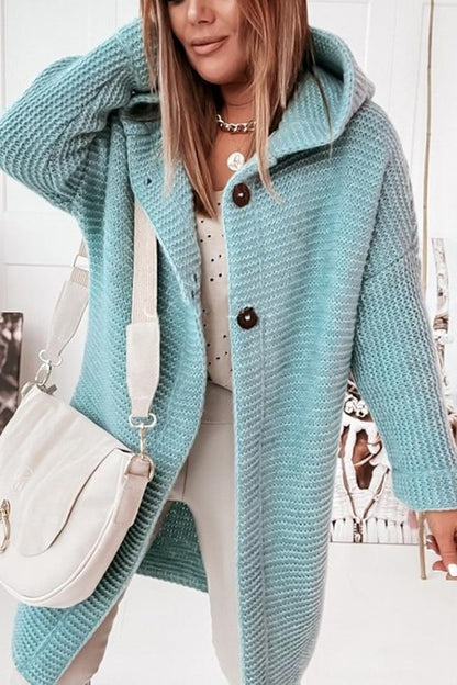 Gebreid Dames Vest met Capuchon en Knoopsluiting – Waldaine