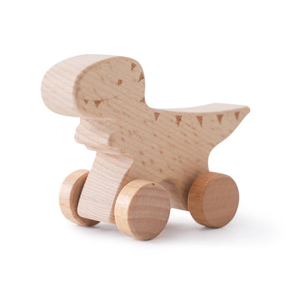 Houten dinosaurus met wieltjes voor kinderen – Koop 1, krijg 1 gratis