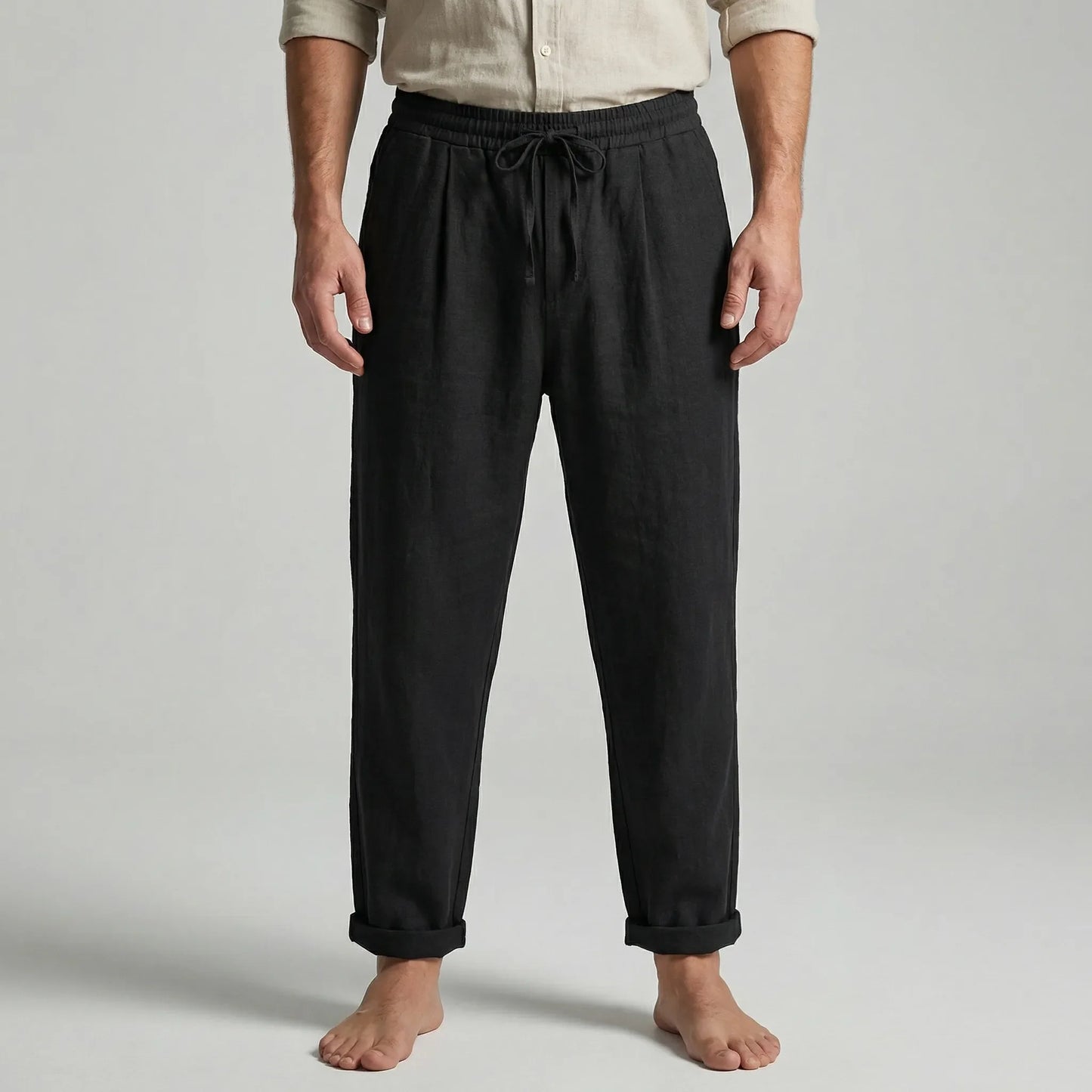 Ankle-Length Drawstring Casual Pants - Adam