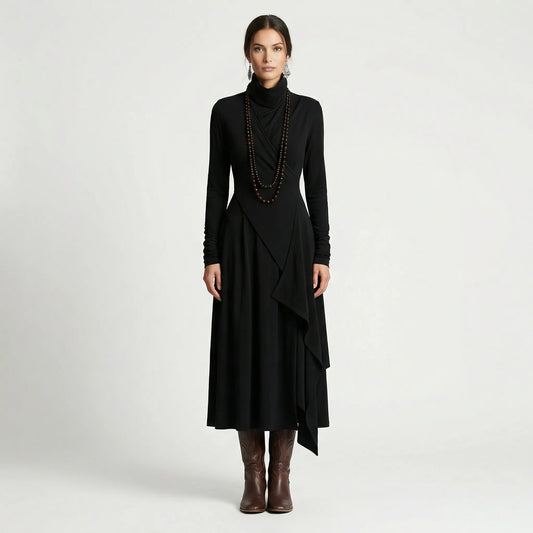 Asymmetrisches Maxikleid Mit Stehkragen - Tonya