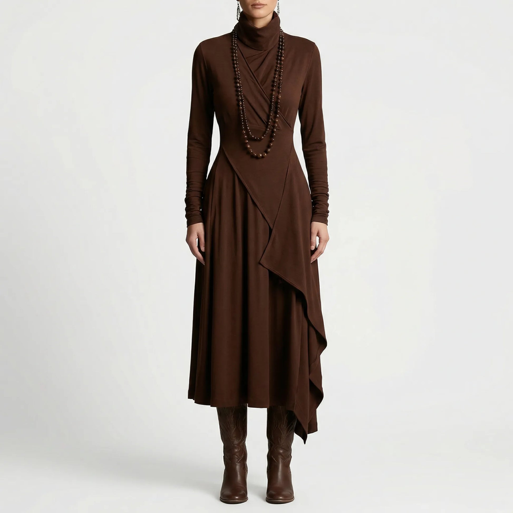 Asymmetrisches Maxikleid Mit Stehkragen - Tonya