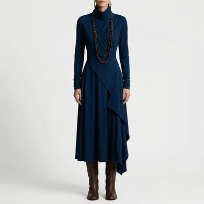 Asymmetrisches Maxikleid Mit Stehkragen - Tonya