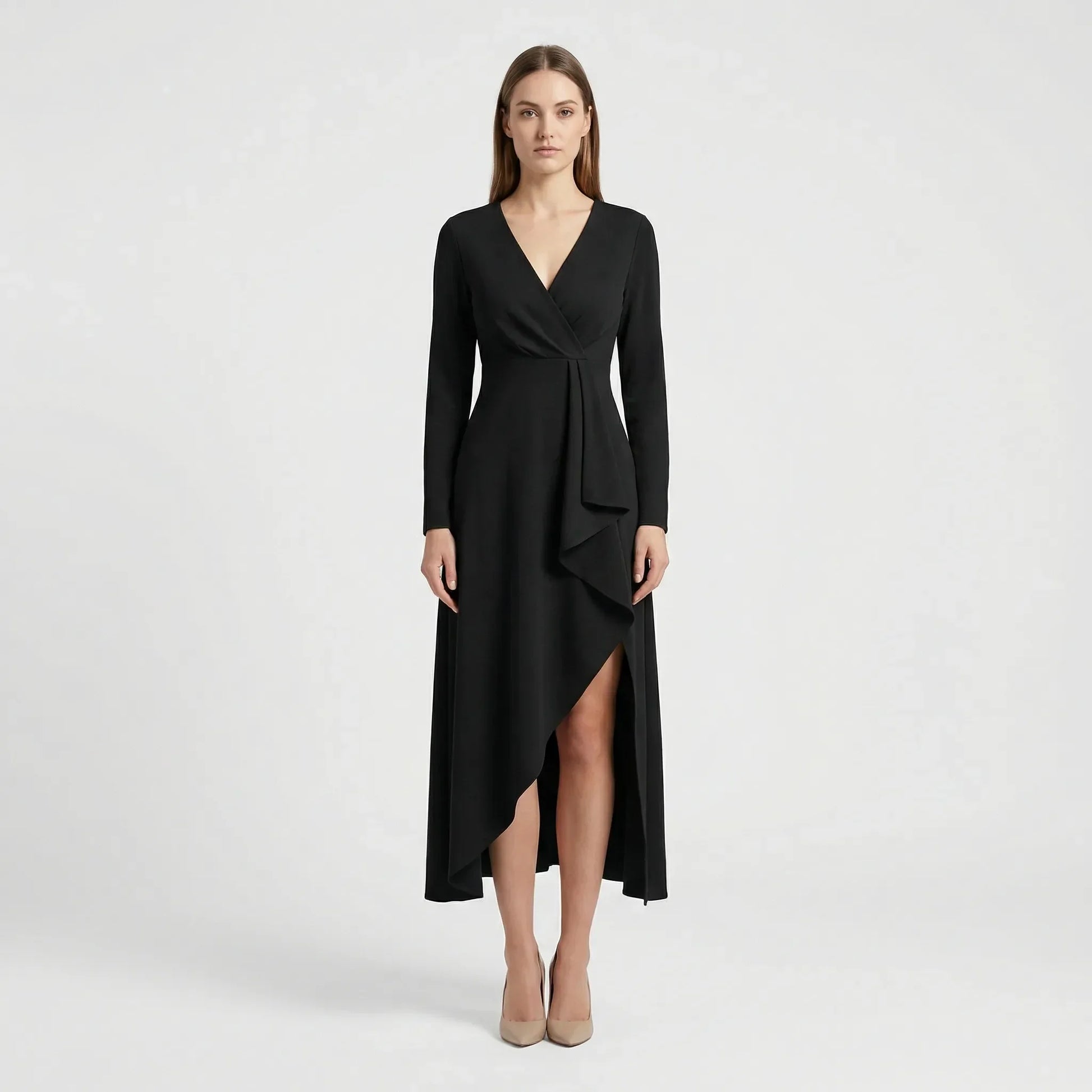 Asymmetrisches V Ausschnitt Kleid - Soraya