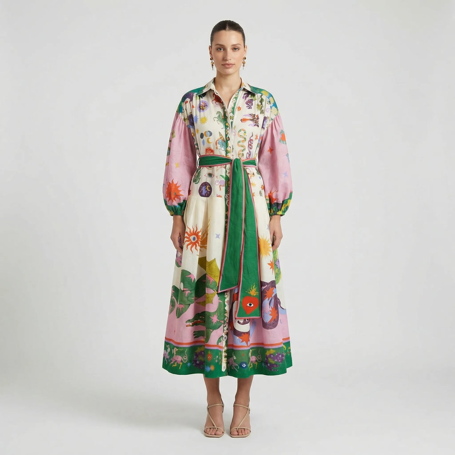 Ausgestelltes Midi-Kleid Mit Grafischem Allover-Print - Natasha