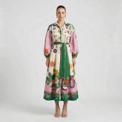 Ausgestelltes Midi-Kleid Mit Grafischem Allover-Print - Natasha