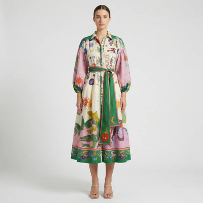 Ausgestelltes Midi-Kleid Mit Grafischem Allover-Print - Natasha