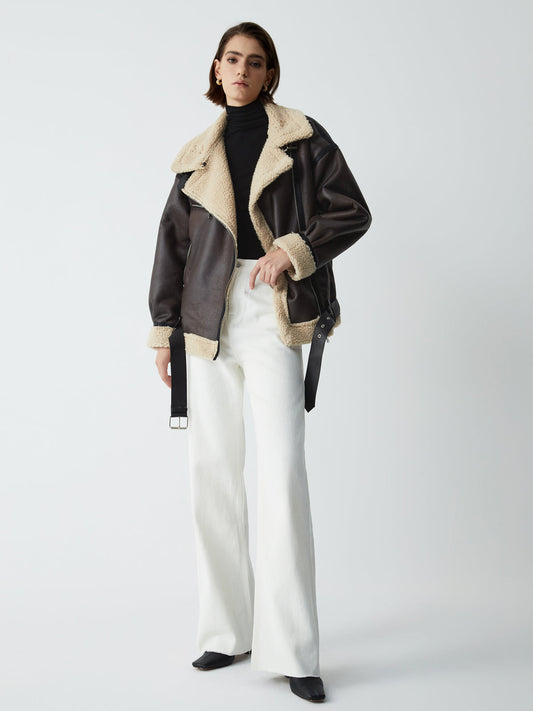 Bruine Leren Flight Jacket voor Dames - Mila