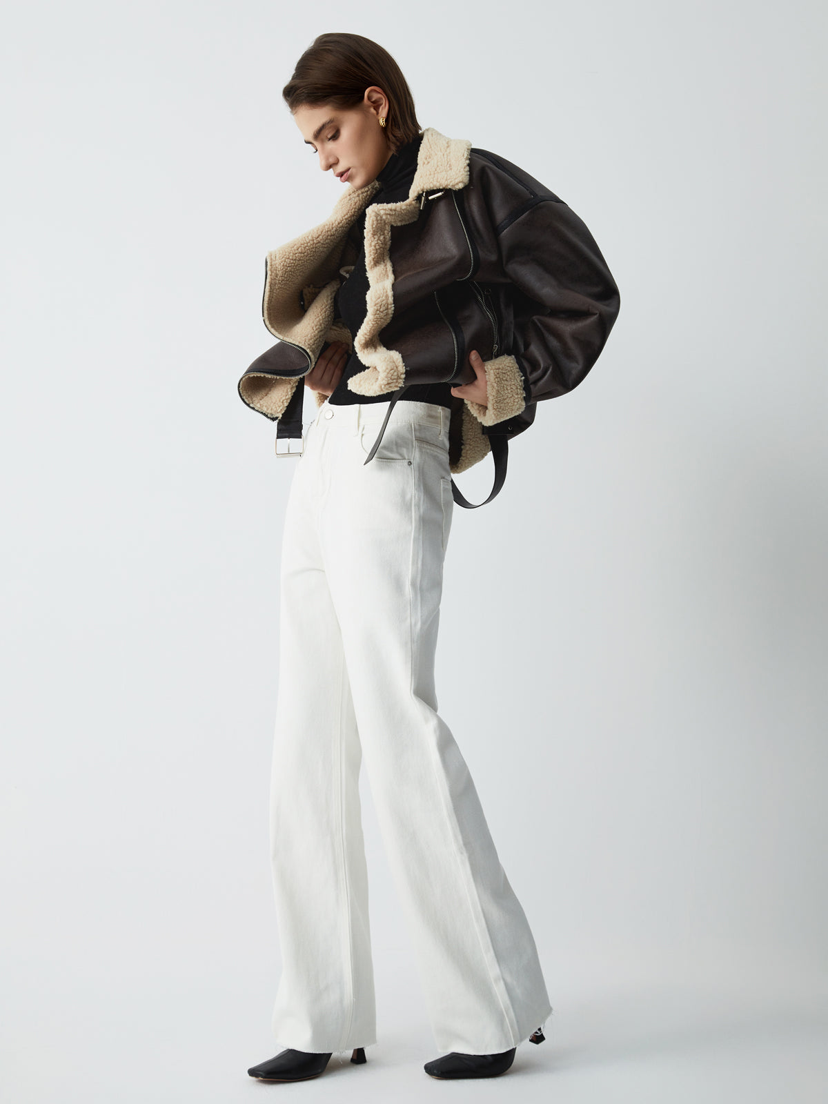 Bruine Leren Flight Jacket voor Dames - Mila