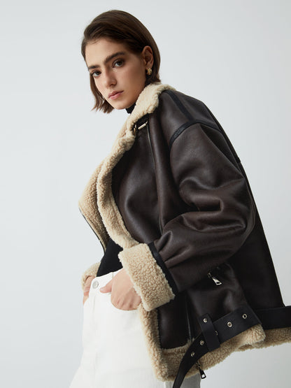 Bruine Leren Flight Jacket voor Dames - Mila