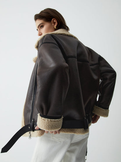 Bruine Leren Flight Jacket voor Dames - Mila