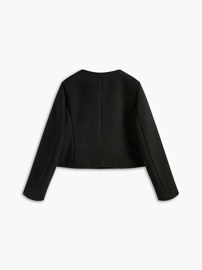Zwarte Gouden Knoop Tweed Blazer - Camille