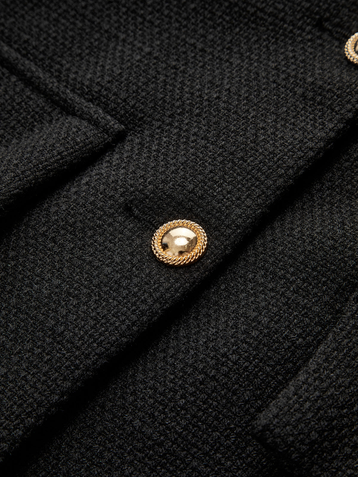 Zwarte Gouden Knoop Tweed Blazer - Camille