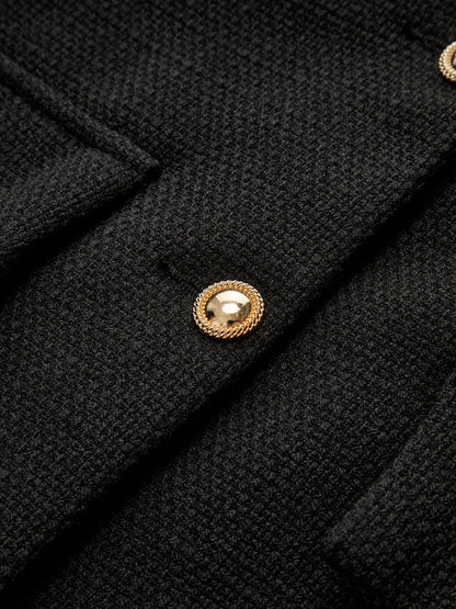 Zwarte Gouden Knoop Tweed Blazer - Camille