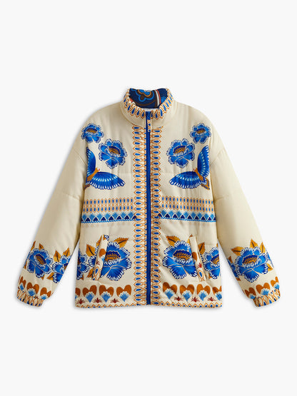 Boheemse Winterjas met Print en Rits - Zahara