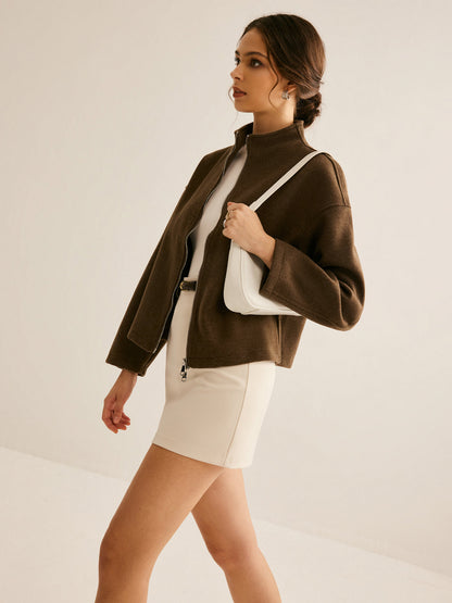 Bruine Zipper Jas voor Dames - Elena