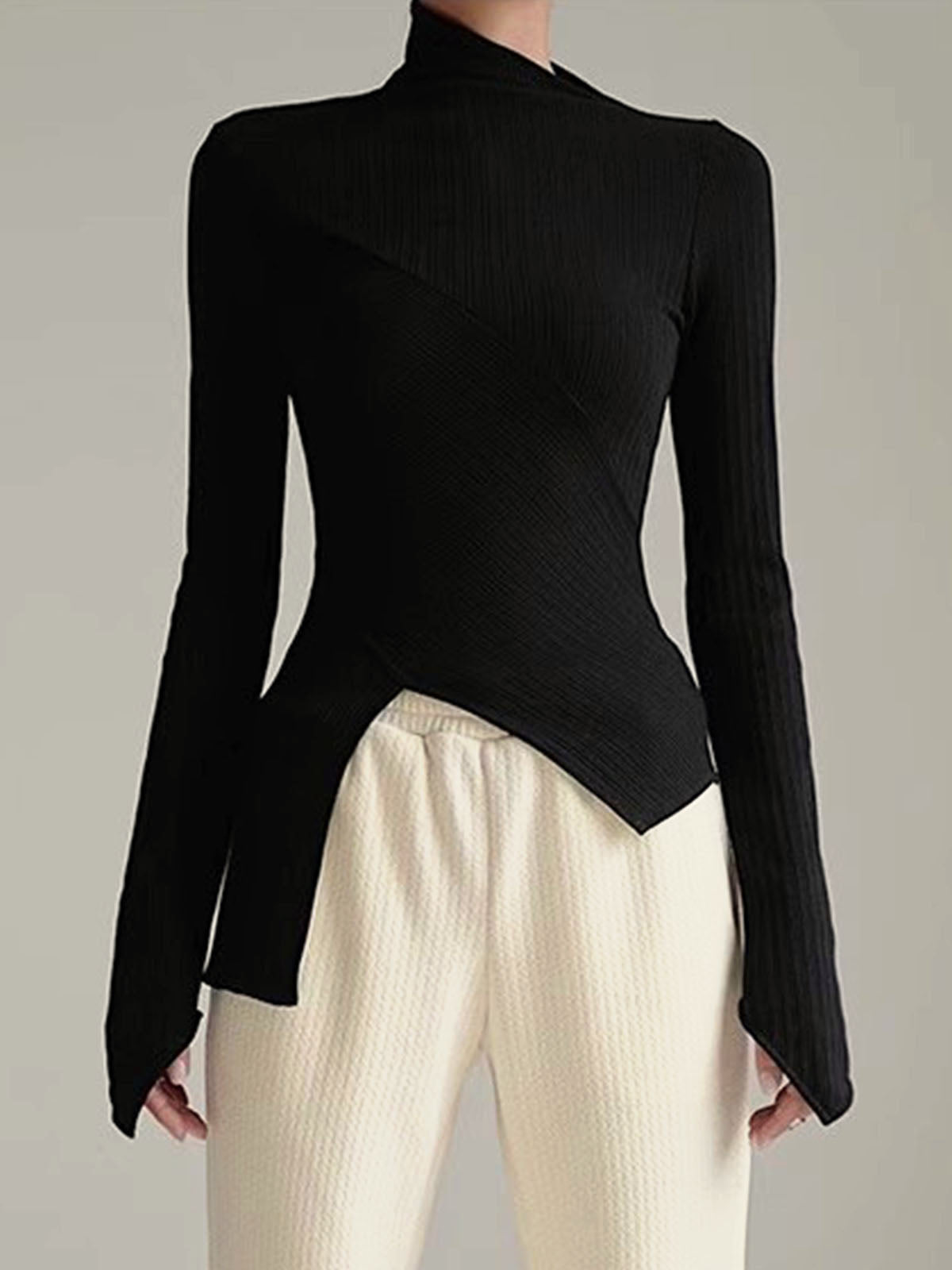 Asymmetrische Trui met Snede voor Dames - Amelia